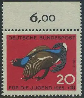 BUND 1965 Michel-Nummer 0466 postfrisch EINZELMARKE RAND oben