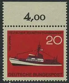 BUND 1965 Michel-Nummer 0478 postfrisch EINZELMARKE RAND oben (a)