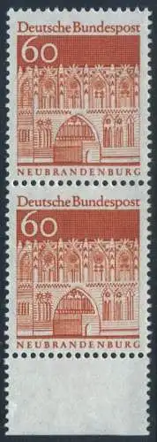 BUND 1966 Michel-Nummer 0496 postfrisch vert.PAAR RAND unten