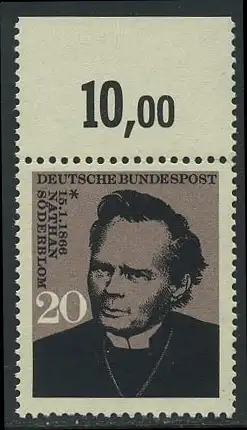 BUND 1966 Michel-Nummer 0504 postfrisch EINZELMARKE RAND oben (m)