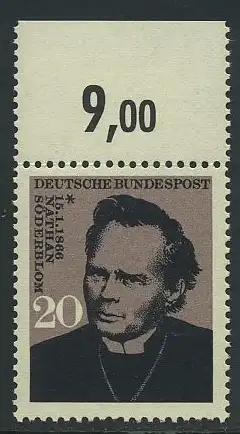 BUND 1966 Michel-Nummer 0504 postfrisch EINZELMARKE RAND oben (l)