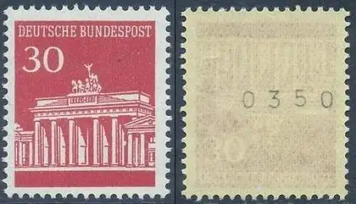 BUND 1966 Michel-Nummer 0508 postfrisch EINZELMARKE m/ rücks.Rollennummer 0350