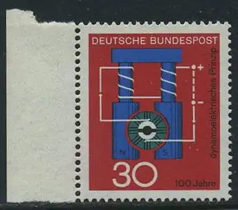 BUND 1966 Michel-Nummer 0522 postfrisch EINZELMARKE RAND links