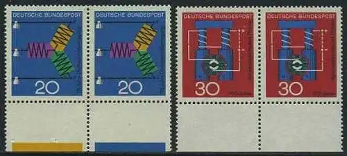 BUND 1966 Michel-Nummer 0521-0522 postfrisch SATZ(2) horiz.PAARE RÄNDER unten