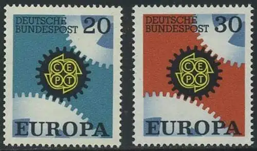 BUND 1967 Michel-Nummer 0533-0534 postfrisch SATZ(2) EINZELMARKEN