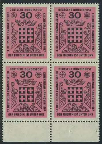 BUND 1967 Michel-Nummer 0536 postfrisch BLOCK RÄNDER unten