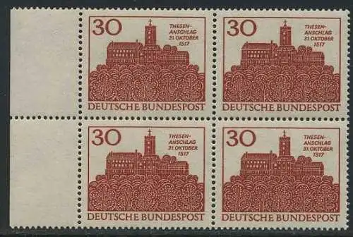 BUND 1967 Michel-Nummer 0544 postfrisch BLOCK RÄNDER links