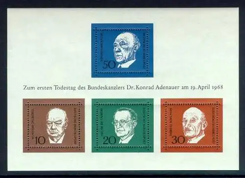 BUND 1968 Michel-Nummer 0554-0557 postfrisch -Blockausgabe-Nr. 4-