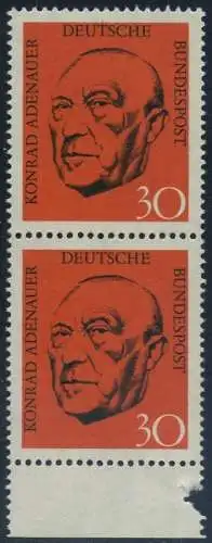 BUND 1968 Michel-Nummer 0567 postfrisch vert.PAAR RAND unten