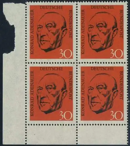 BUND 1968 Michel-Nummer 0567 postfrisch BLOCK ECKRAND unten links