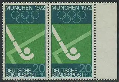 BUND 1969 Michel-Nummer 0588 postfrisch horiz.PAAR RAND rechts