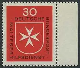 BUND 1969 Michel-Nummer 0600 postfrisch EINZELMARKE RAND rechts