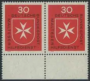 BUND 1969 Michel-Nummer 0600 postfrisch horiz.PAAR RAND unten