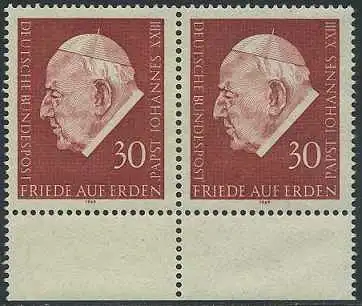 BUND 1969 Michel-Nummer 0609 postfrisch horiz.PAAR RAND unten