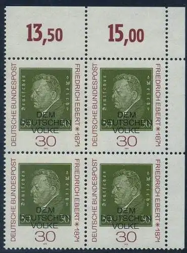 BUND 1971 Michel-Nummer 0659 postfrisch BLOCK ECKRAND oben rechts