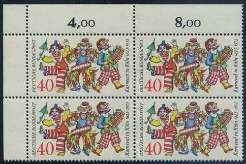 BUND 1972 Michel-Nummer 0748 postfrisch BLOCK ECKRAND oben links