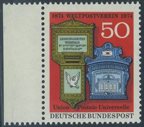 BUND 1974 Michel-Nummer 0825 postfrisch EINZELMARKE RAND links