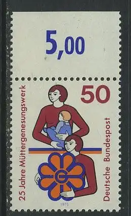 BUND 1975 Michel-Nummer 0831 postfrisch EINZELMARKE RAND oben (a)