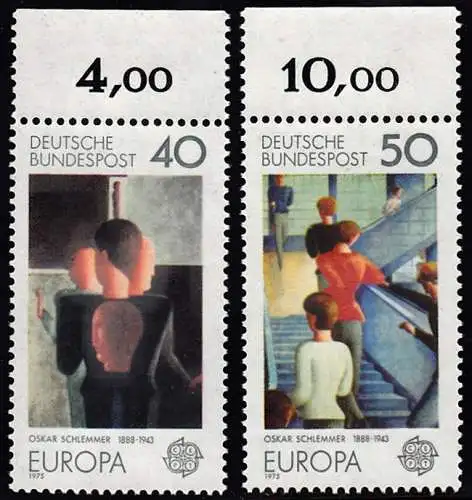 BUND 1975 Michel-Nummer 0840-0841 postfrisch SATZ(2) EINZELMARKEN RÄNDER oben (e)