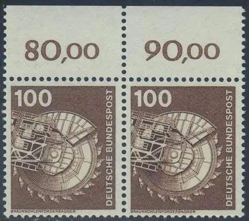 BUND 1975 Michel-Nummer 0854 postfrisch horiz.PAAR RAND oben