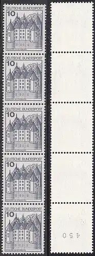 BUND 1977 Michel-Nummer 0913 postfrisch vert.STRIP(5) m/ rücks.Rollennummer 450