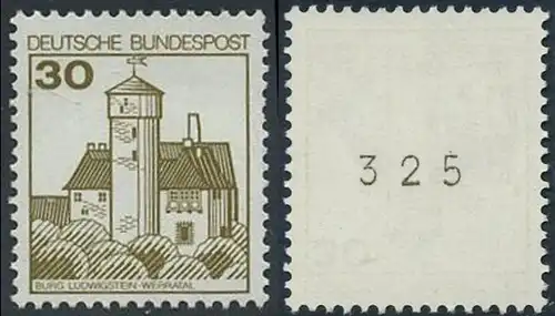 BUND 1977 Michel-Nummer 0914 postfrisch EINZELMARKE m/ rücks.Rollennummer 325