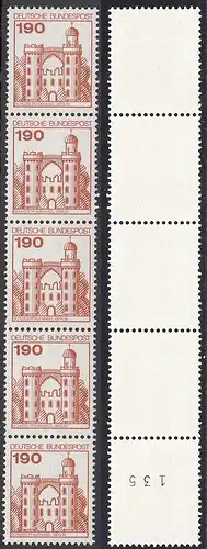 BUND 1977 Michel-Nummer 0919 postfrisch vert.STRIP(5) m/ rücks.Rollennummer 135