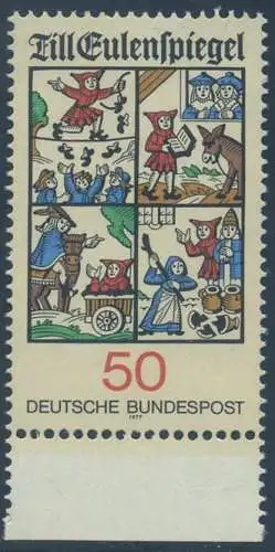 BUND 1977 Michel-Nummer 0922 postfrisch EINZELMARKE RAND unten