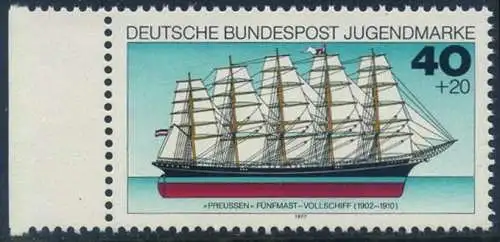 BUND 1977 Michel-Nummer 0930 postfrisch EINZELMARKE RAND links