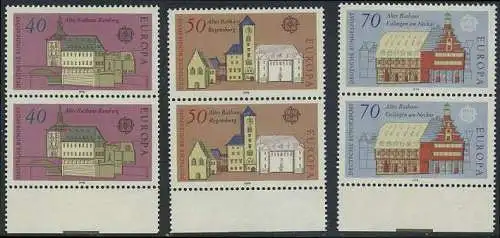 BUND 1978 Michel-Nummer 0969-0971 postfrisch SATZ(3) vert.PAARE RÄNDER unten