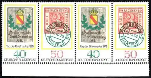 BUND 1978 Michel-Nummer 0980-0981 postfrisch horiz.STRIP(4) RAND unten