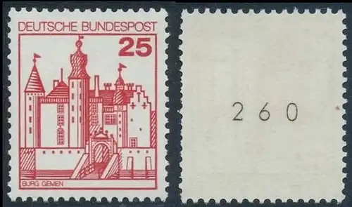 BUND 1978 Michel-Nummer 0996 postfrisch EINZELMARKE m/ rücks.Rollennummer 260