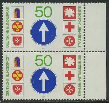 BUND 1979 Michel-Nummer 1004 postfrisch vert.PAAR RAND rechts