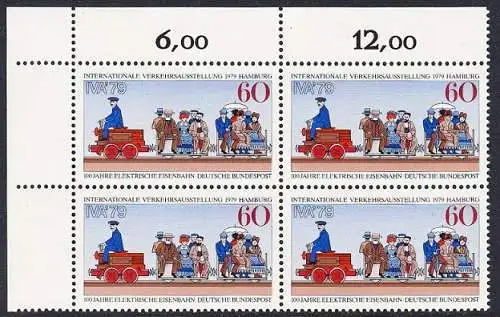 BUND 1979 Michel-Nummer 1014 postfrisch BLOCK ECKRAND oben links