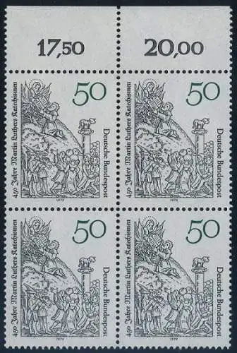 BUND 1979 Michel-Nummer 1016 postfrisch BLOCK RÄNDER oben (b)