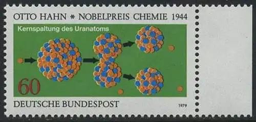 BUND 1979 Michel-Nummer 1020 postfrisch EINZELMARKE RAND rechts