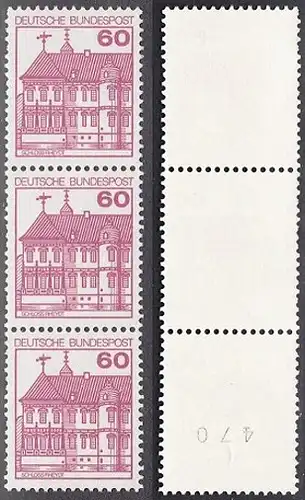 BUND 1979 Michel-Nummer 1028 postfrisch vert.STRIP(3) m/ rücks.Rollennummer 470