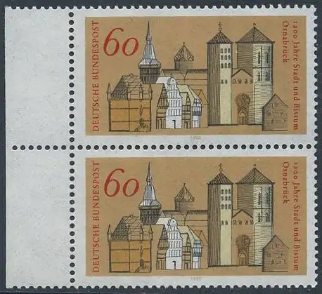 BUND 1980 Michel-Nummer 1035 postfrisch vert.PAAR RAND links