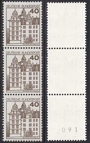 BUND 1980 Michel-Nummer 1037 postfrisch vert.STRIP(3) m/ rücks.Rollennummer 160