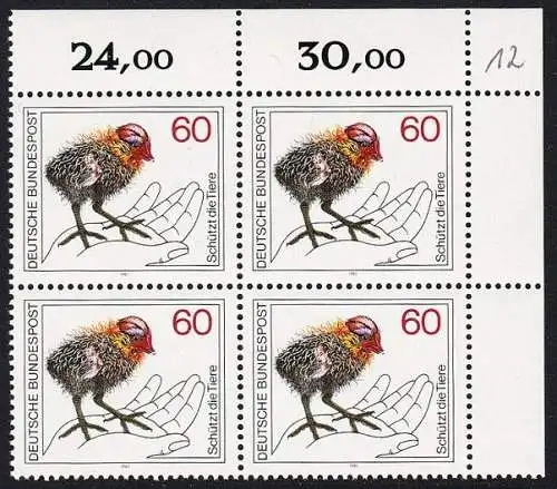 BUND 1981 Michel-Nummer 1102 postfrisch BLOCK ECKRAND oben rechts