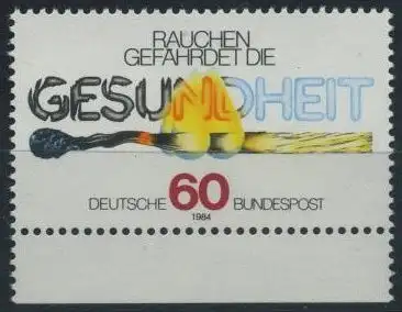 BUND 1984 Michel-Nummer 1232 postfrisch EINZELMARKE RAND unten