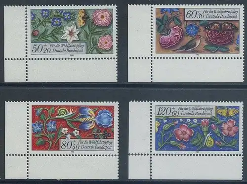 BUND 1985 Michel-Nummer 1259-1262 postfrisch SATZ(4) EINZELMARKEN ECKRÄNDER unten links