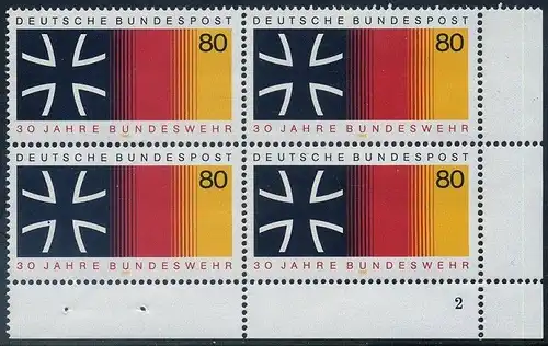 BUND 1985 Michel-Nummer 1266 postfrisch BLOCK ECKRAND unten rechts (FN)