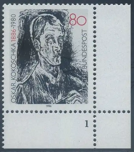 BUND 1986 Michel-Nummer 1272 postfrisch EINZELMARKE ECKRAND unten rechts (FN)