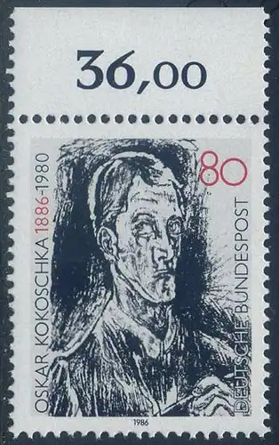 BUND 1986 Michel-Nummer 1272 postfrisch EINZELMARKE RAND oben (b)