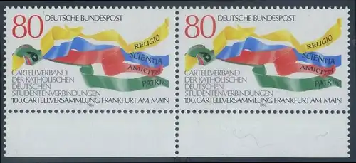 BUND 1986 Michel-Nummer 1283 postfrisch horiz.PAAR RAND unten