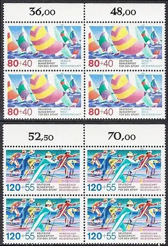 BUND 1987 Michel-Nummer 1310-1311 postfrisch SATZ(2) BLÖCKE RÄNDER oben