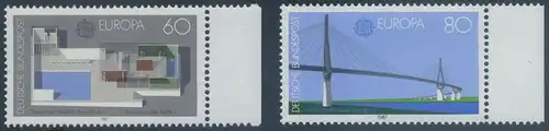 BUND 1987 Michel-Nummer 1321-1322 postfrisch SATZ(2) EINZELMARKEN RÄNDER rechts