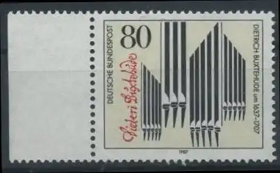 BUND 1987 Michel-Nummer 1323 postfrisch EINZELMARKE RAND links