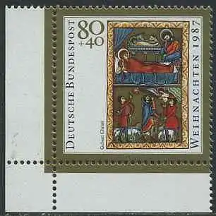 BUND 1987 Michel-Nummer 1346 postfrisch EINZELMARKE ECKRAND unten links